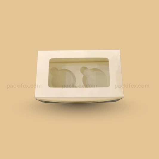 Premium White Cupcake Box – Secure 2 Cavity Packaging