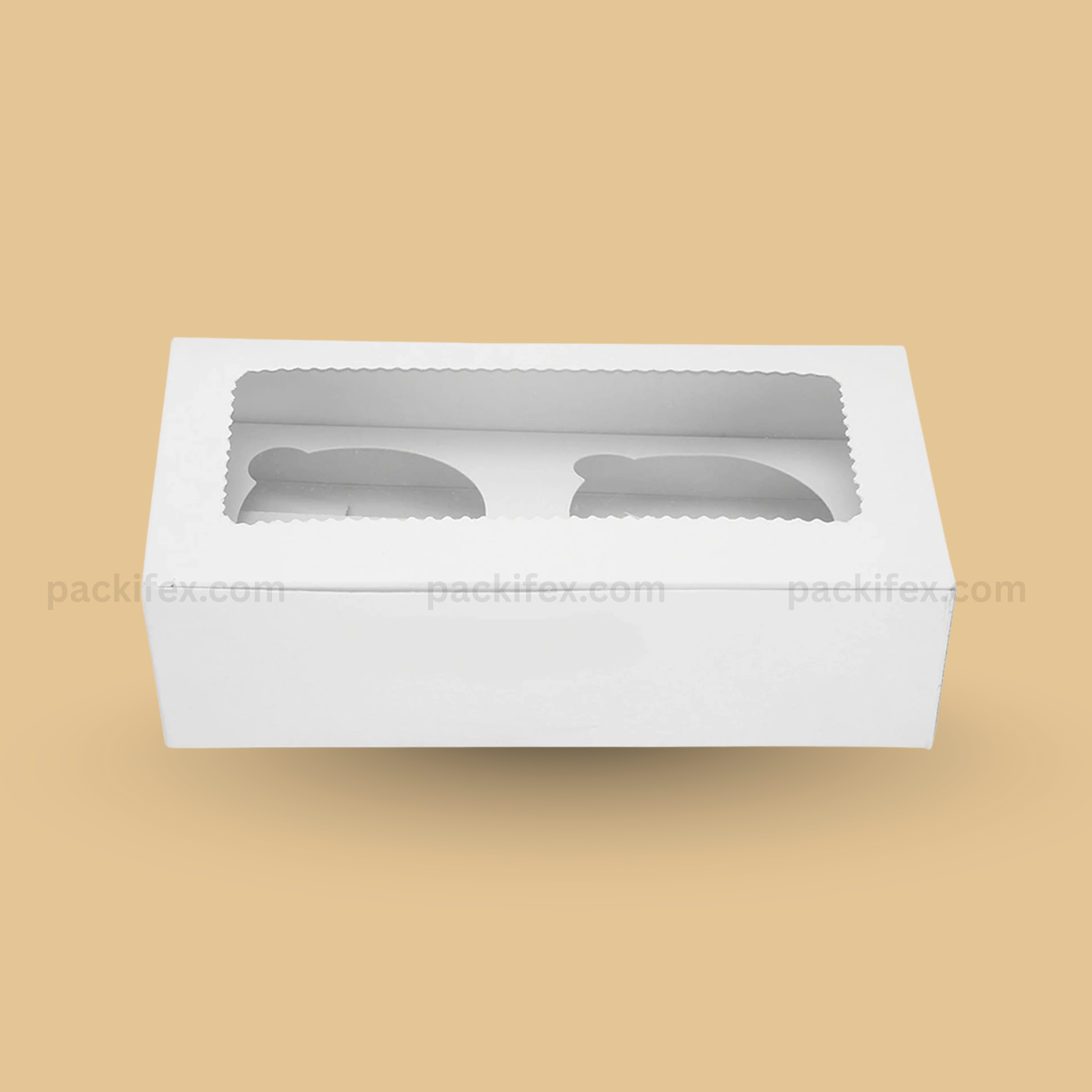 Premium White Cupcake Box – Secure 2 Cavity Packaging