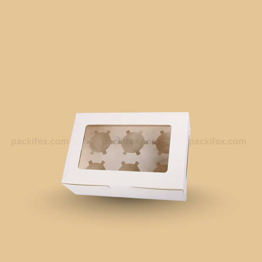 Premium White Cupcake Box – Secure 6  Cavity Packaging