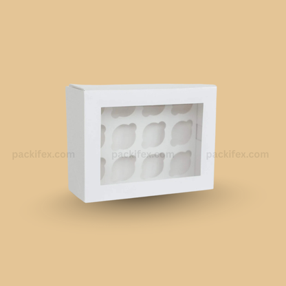 White Cupcake Box – Secure  12 Cavity Packaging