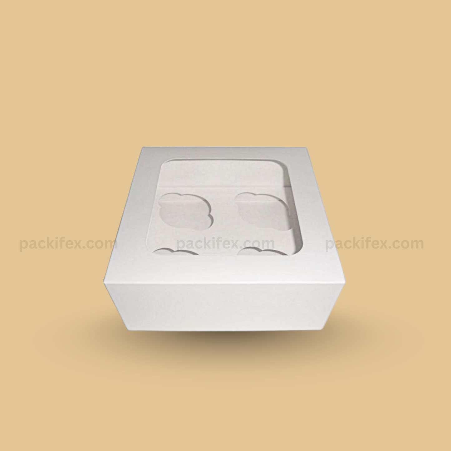 Premium White Cupcake Box – Secure 4 Cavity Packaging