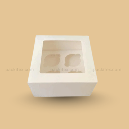 Premium White Cupcake Box – Secure 4 Cavity Packaging