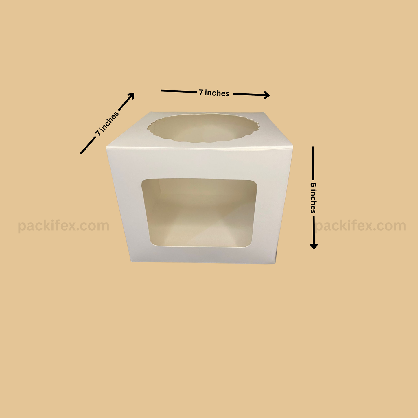 7x7x6 Bakery Box | 2-Side PVC Window | 10 pcs