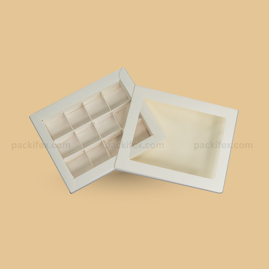 Packifex Deluxe 6, 12-Slot Chocolate Box — 6, 12-Portion Gift Box (8×6×1.5)-Packifex