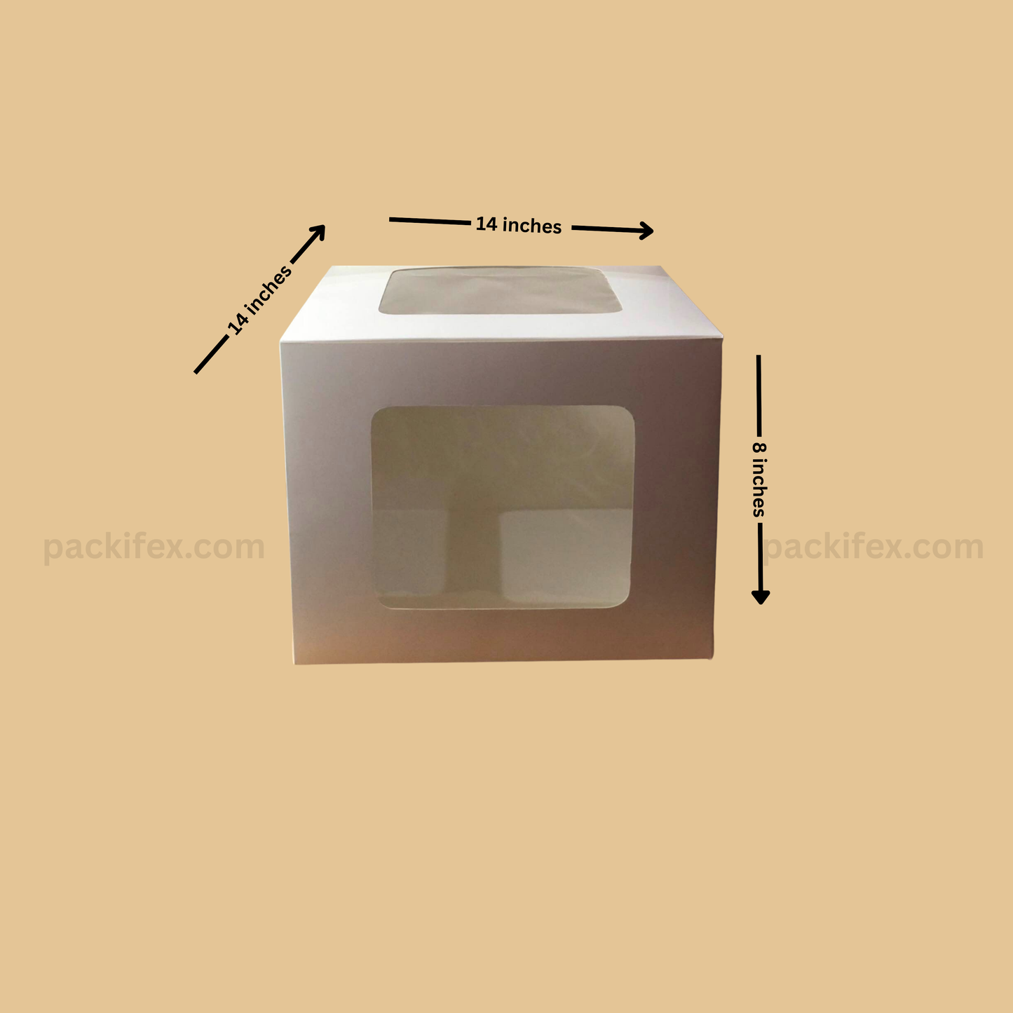14x14x8 Cake Box with 2 Clear Windows – Pack of 10